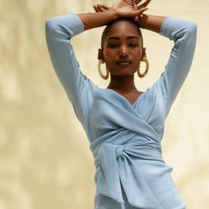 Line By K Periwinkle Blue Wrap Cocktail Dress